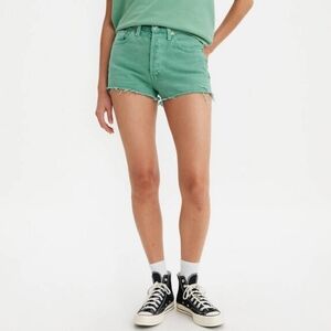 Levi's 501s Dusty Beryl Green High Waist Cut Off Denim Shorts 27 NWT.